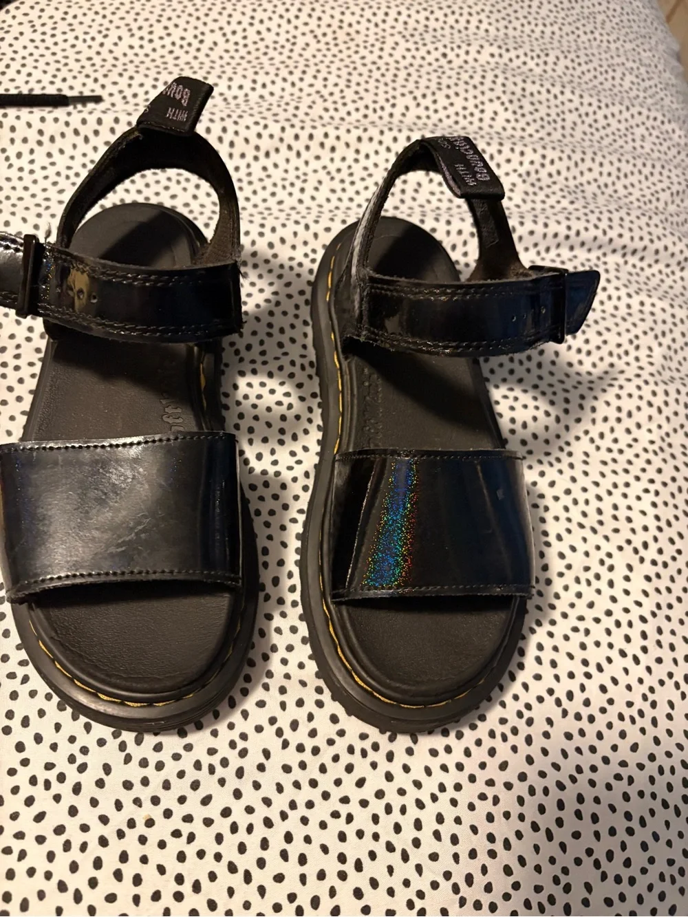 Dr. Martens Kids Black Holographic Strap Sandals